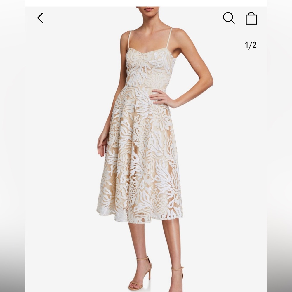 NWT Dress the Population beaded cocktail dress, off white